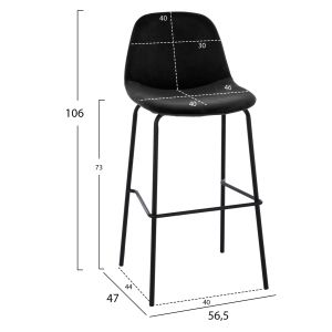 Bar stool Vincent Celina Hm8579,14 black velvet