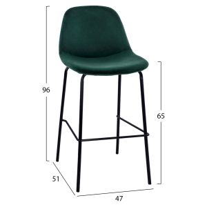 Bar stool Vincent in Celina green with metal legs Hm9298,13