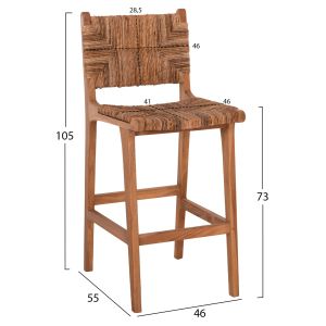Bar stool Walter solid teak 46x55x105hcm Hm9841