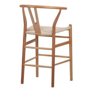 Бар стол Wishbone каучуково дърво-въже в естествен нюанс 55x49x108см