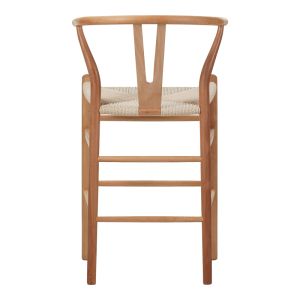 Бар стол Wishbone каучуково дърво-въже в естествен нюанс 55x49x108см