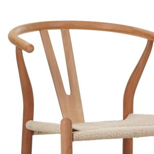 Бар стол Wishbone каучуково дърво-въже в естествен нюанс 55x49x108см