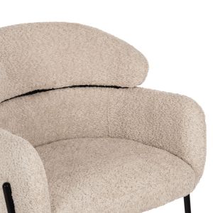 Bar stool Wolf beige boucle and metal legs Hm8584,02 56x56x96cm