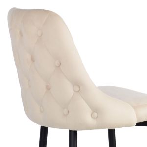 Bar stool Zedna Serenity beige velvet with black metal legs 52x57x111cm