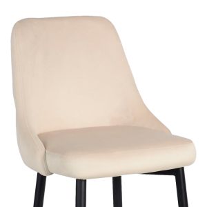 Bar stool Zedna Serenity beige velvet with black metal legs 52x57x111cm