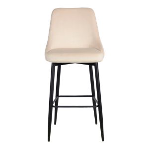 Bar stool Zedna Serenity beige velvet with black metal legs 52x57x111cm