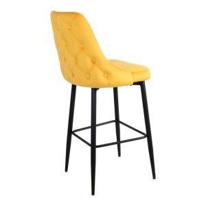 Bar stool Zedna Serenity yellow velvet with black metal legs 52x57x111cm