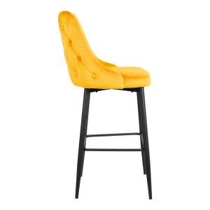 Bar stool Zedna Serenity yellow velvet with black metal legs 52x57x111cm