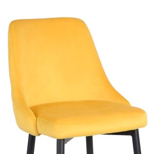 Bar stool Zedna Serenity yellow velvet with black metal legs 52x57x111cm