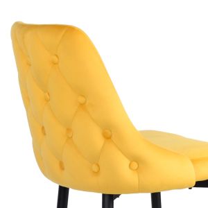 Bar stool Zedna Serenity yellow velvet with black metal legs 52x57x111cm