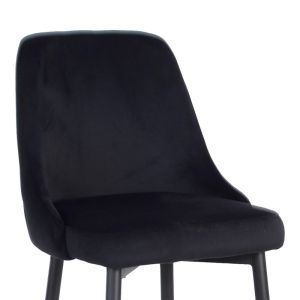 Bar stool Zedna Serenity black velvet with black metal legs 52x57x111cm