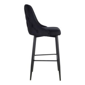 Bar stool Zedna Serenity black velvet with black metal legs 52x57x111cm