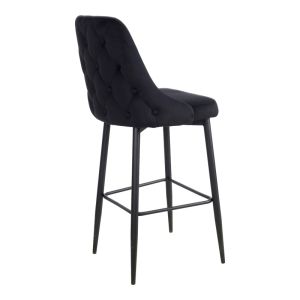 Bar stool Zedna Serenity black velvet with black metal legs 52x57x111cm