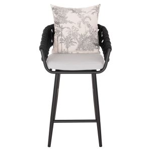 Бар стол алуминиев Camden ,01 антрацит с екрю възглавница с щамп 56x60x108hcm Hm6142