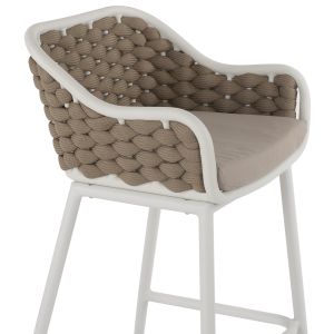 Bar stool aluminum white with beige rope 50x51x103hcmhm5862,02