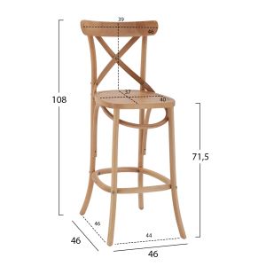 Бар стол бук в тъмна седалка от мед-шперплат 46x46x101hcm Hm8750