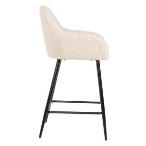 Bar stool white fabric with black metal legs Strike Hm8592,02 50x50x94,5cm