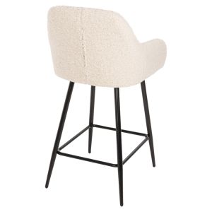 Bar stool white fabric with black metal legs Strike Hm8592,02 50x50x94,5cm