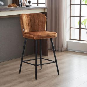 Bar stool in tobacco color with black metal frame 51x54x94cm