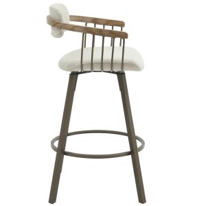 Bar stool swivel Langg .01 metal antique copper- Damaska ecru 51.5x48.5x89.5hcm Hm9990