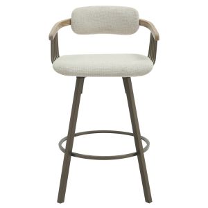 Bar stool swivel Langg .01 metal antique copper- Damaska ecru 51.5x48.5x89.5hcm Hm9990