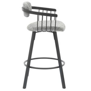 Bar stool swivel Langg.02 black metal frame-gray fabric 51.5x48.5x89.5hcm Hm9990