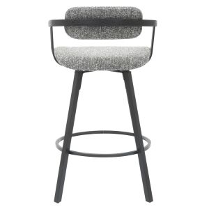 Bar stool swivel Langg.02 black metal frame-gray fabric 51.5x48.5x89.5hcm Hm9990