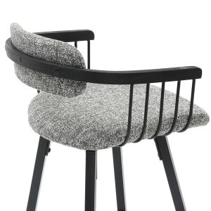 Bar stool swivel Langg.02 black metal frame-gray fabric 51.5x48.5x89.5hcm Hm9990