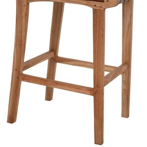 Bar stool solid mindi wood and genuine leather Hm9380,01 40x53x89