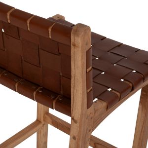 Bar stool solid mindi wood and genuine leather Hm9380,01 40x53x89