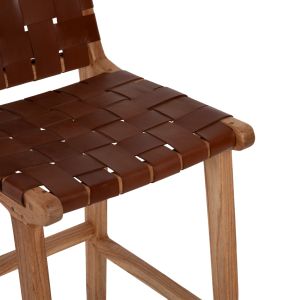 Bar stool solid mindi wood and genuine leather Hm9380,01 40x53x89