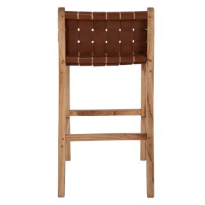 Bar stool solid mindi wood and genuine leather Hm9380,01 40x53x89