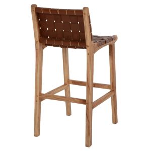 Bar stool solid mindi wood and genuine leather Hm9380,01 40x53x89