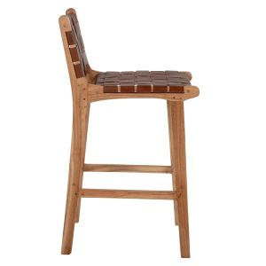 Bar stool solid mindi wood and genuine leather Hm9380,01 40x53x89