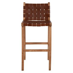 Bar stool solid mindi wood and genuine leather Hm9380,01 40x53x89