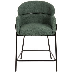 Bar stool green boucle and metal legs Wolf Hm8584,03 56x56x96cm