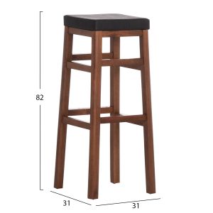 Bar stool brown, black square, Hm8069, 30x34x82h cm.