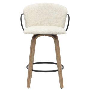 Bar stool medium height Nebor .01 plywood legs-black metal-ecru fabric 53.5x51x90hcm Hm9986