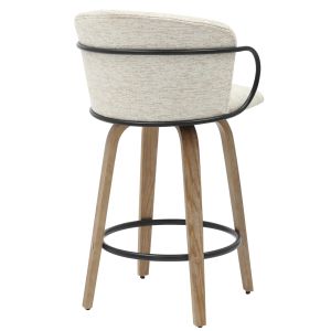 Bar stool medium height Nebor .01 plywood legs-black metal-ecru fabric 53.5x51x90hcm Hm9986