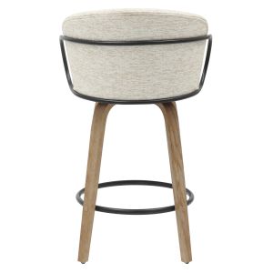 Bar stool medium height Nebor .01 plywood legs-black metal-ecru fabric 53.5x51x90hcm Hm9986