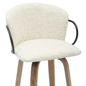 Bar stool medium height Nebor .01 plywood legs-black metal-ecru fabric 53.5x51x90hcm Hm9986