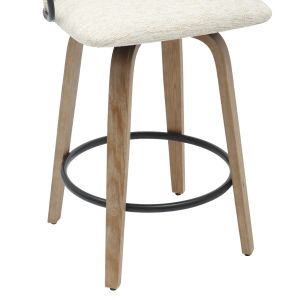 Bar stool medium height Nebor .01 plywood legs-black metal-ecru fabric 53.5x51x90hcm Hm9986