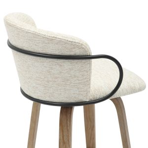 Bar stool medium height Nebor .01 plywood legs-black metal-ecru fabric 53.5x51x90hcm Hm9986