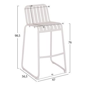 Aluminum bar stool Rachel Hm6341.02 white color 47x56.5x98.5cm.