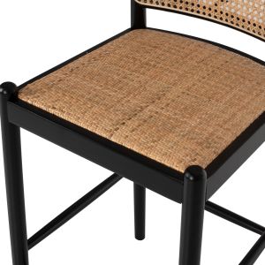 Bar stool made of natural beech and rattan Hm9408,02
