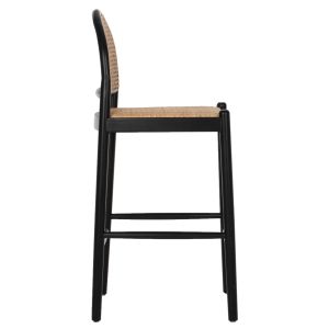 Bar stool made of natural beech and rattan Hm9408,02
