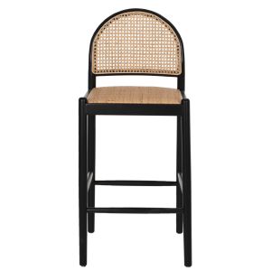 Bar stool made of natural beech and rattan Hm9408,02
