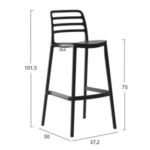 Bar stool polypropylene Snod Hm6099,02 black 37,2x50x101,5cm