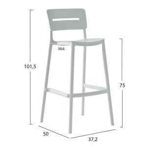 Бар стол полипропилен Snod2 Hm6100,01 бял 37,2x50x101,5cm