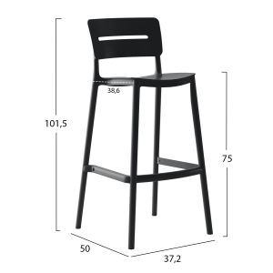 Bar stool polypropylene Snod2 Hm6100,02 black 37,2x50x101,5cm